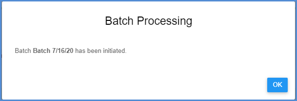 Batch Processing is initiated.