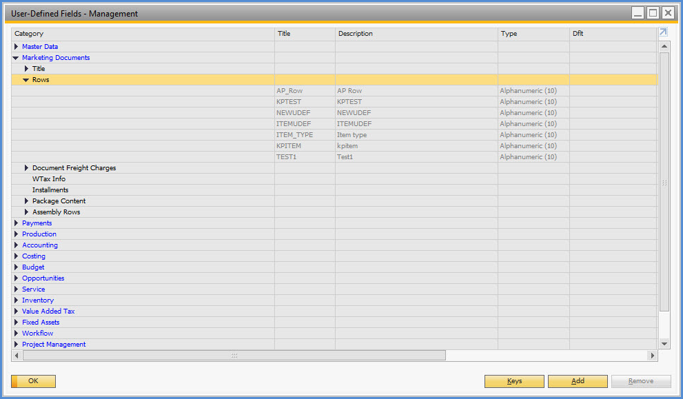 SAP B1 User-Defined Fields · StarShip